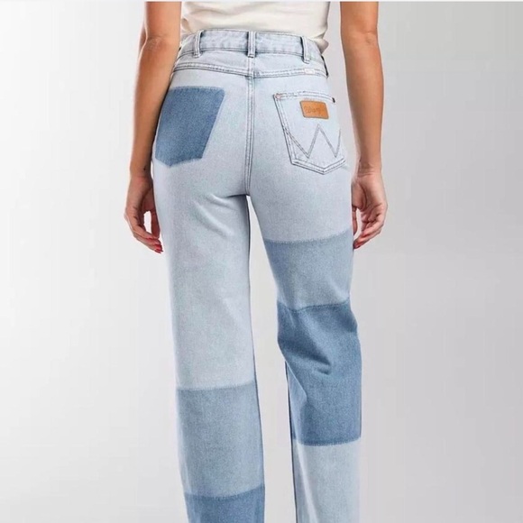 Billabong Wrangler collar Light Blue Denim Jeans patchwork size 31 - Picture 5 of 15